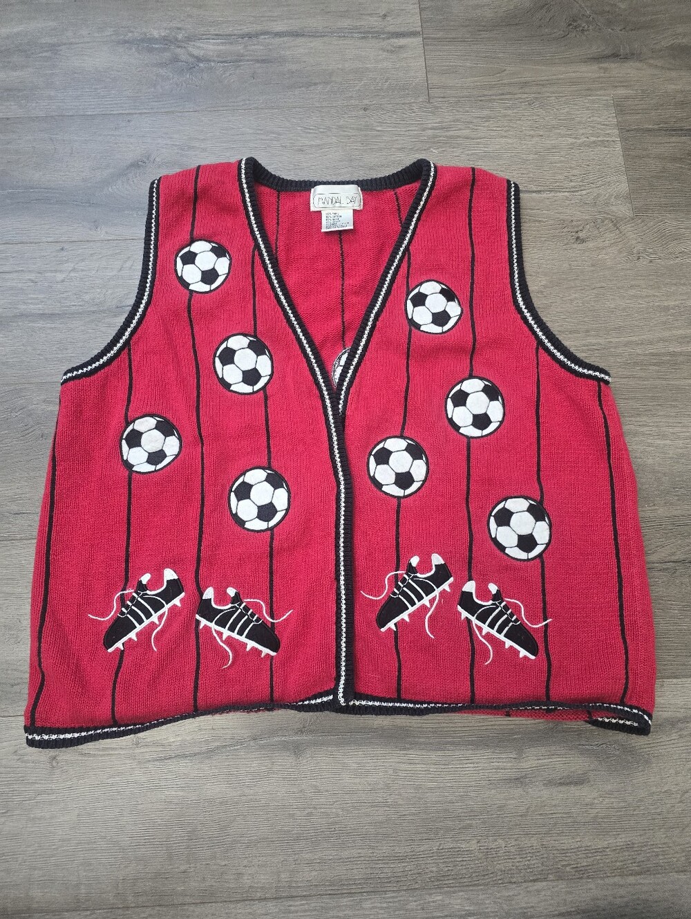 Mandal Bay 1990's Soccer Sweater Vest Pinstripes Ebroidered Size XXL